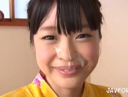 舞園かりん「フェラチオは大好きです！」浴衣姿で笑顔でしゃぶってお顔でザーメンを受け止める